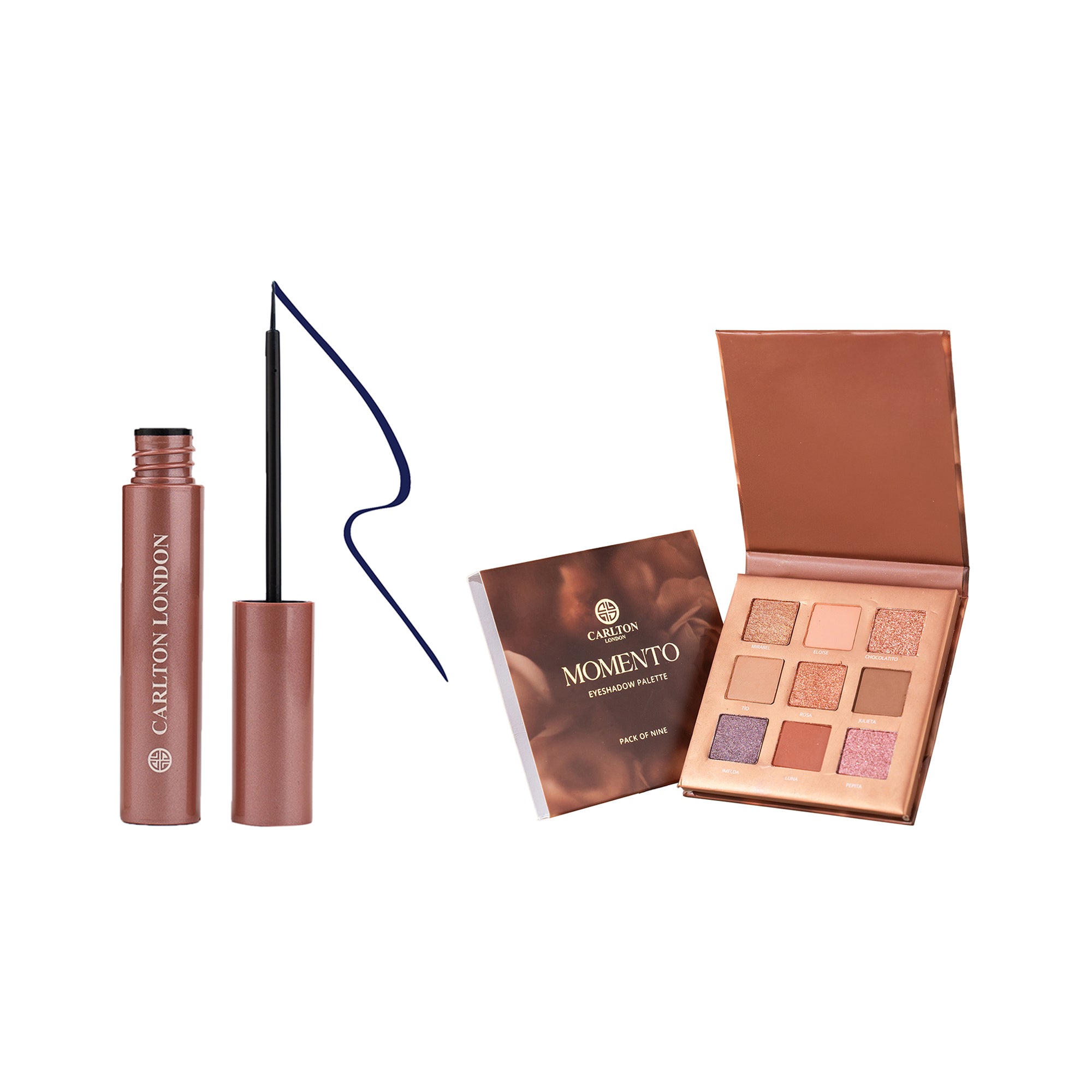 Eyemakeup combo set - Pack of 2 (Eyeliner - Blue + Eyeshadow Palette)