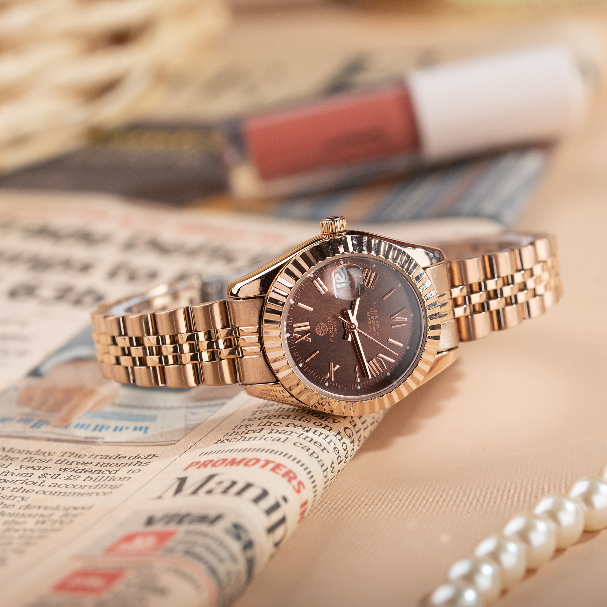 Harper: Mini Brown Stainless Steel Women Analog Watch - CLRLW-003