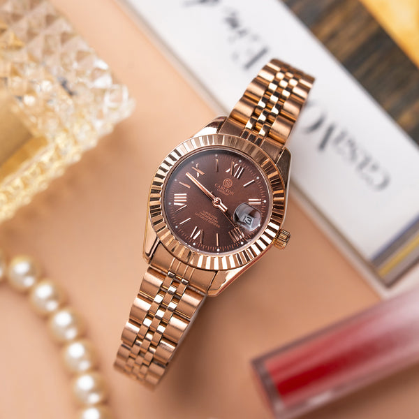 Harper: Mini Brown Stainless Steel Women Analog Watch