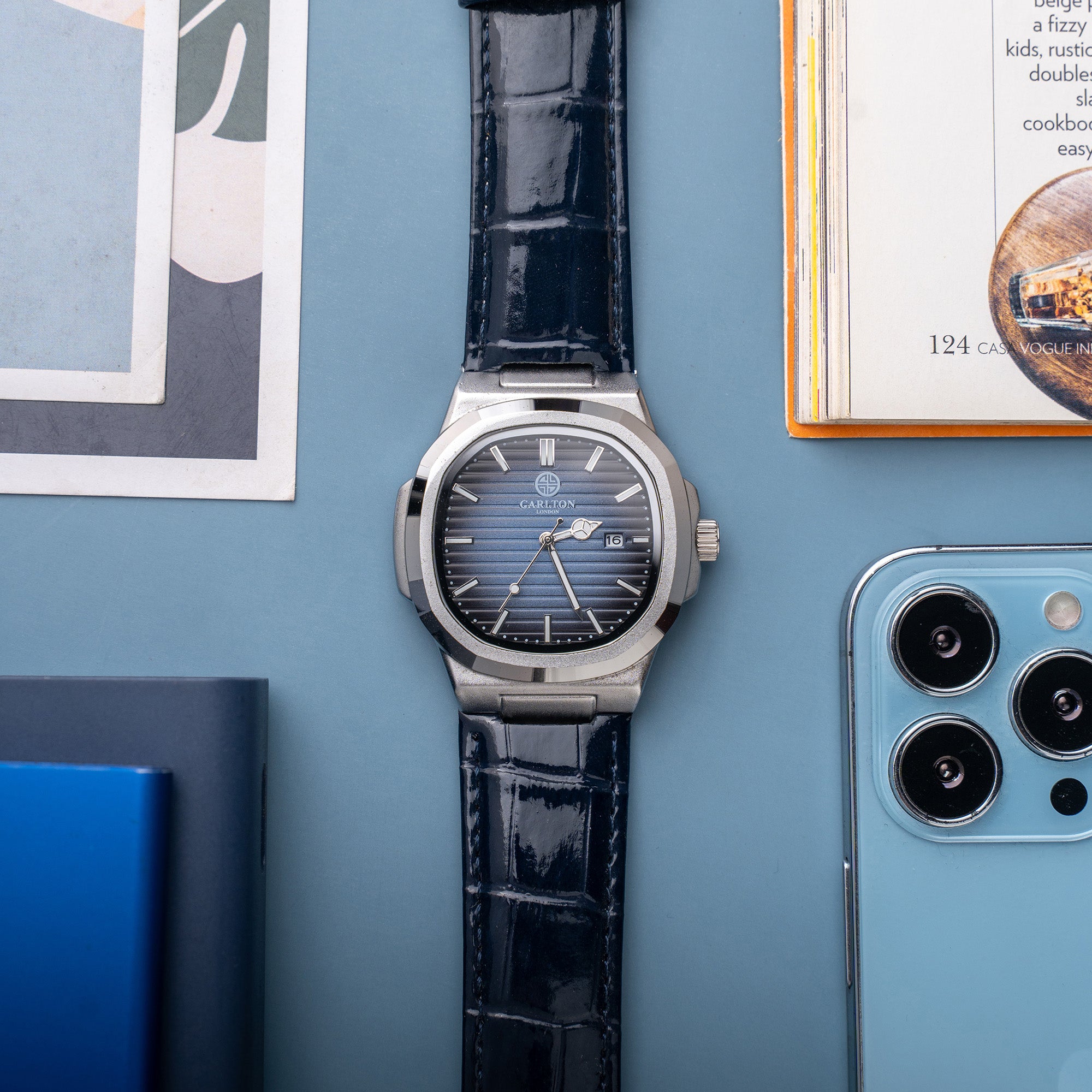 Jordan: Men Blue Leather Analog Watch