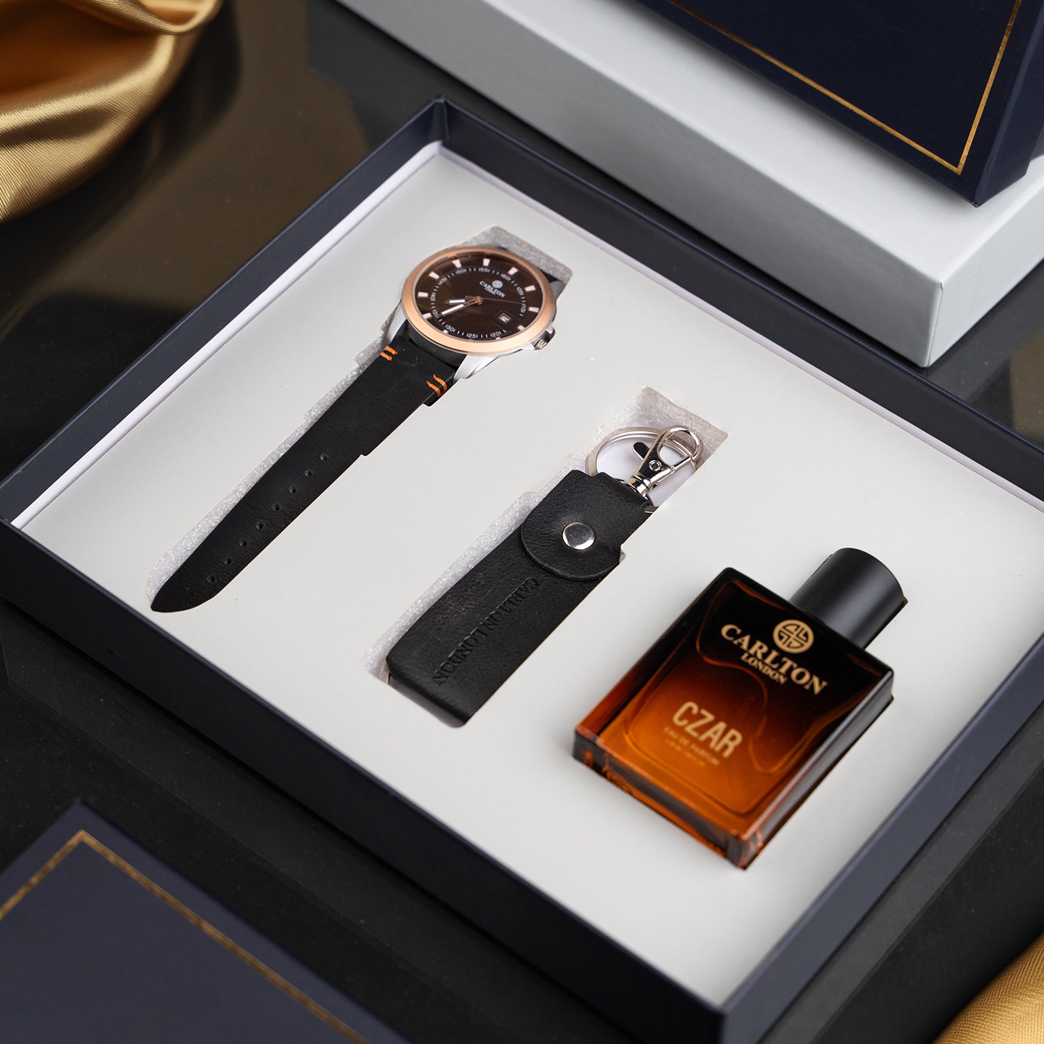 Men Gift Set of 3 Czar Perfume + Watch + Key Chain