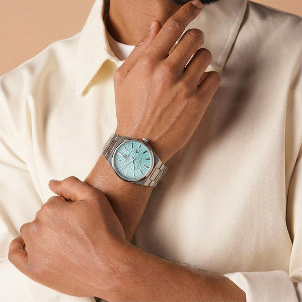 Alfred Men Pastel Blue / Silver Toned Analog Watch - CLMWT-04