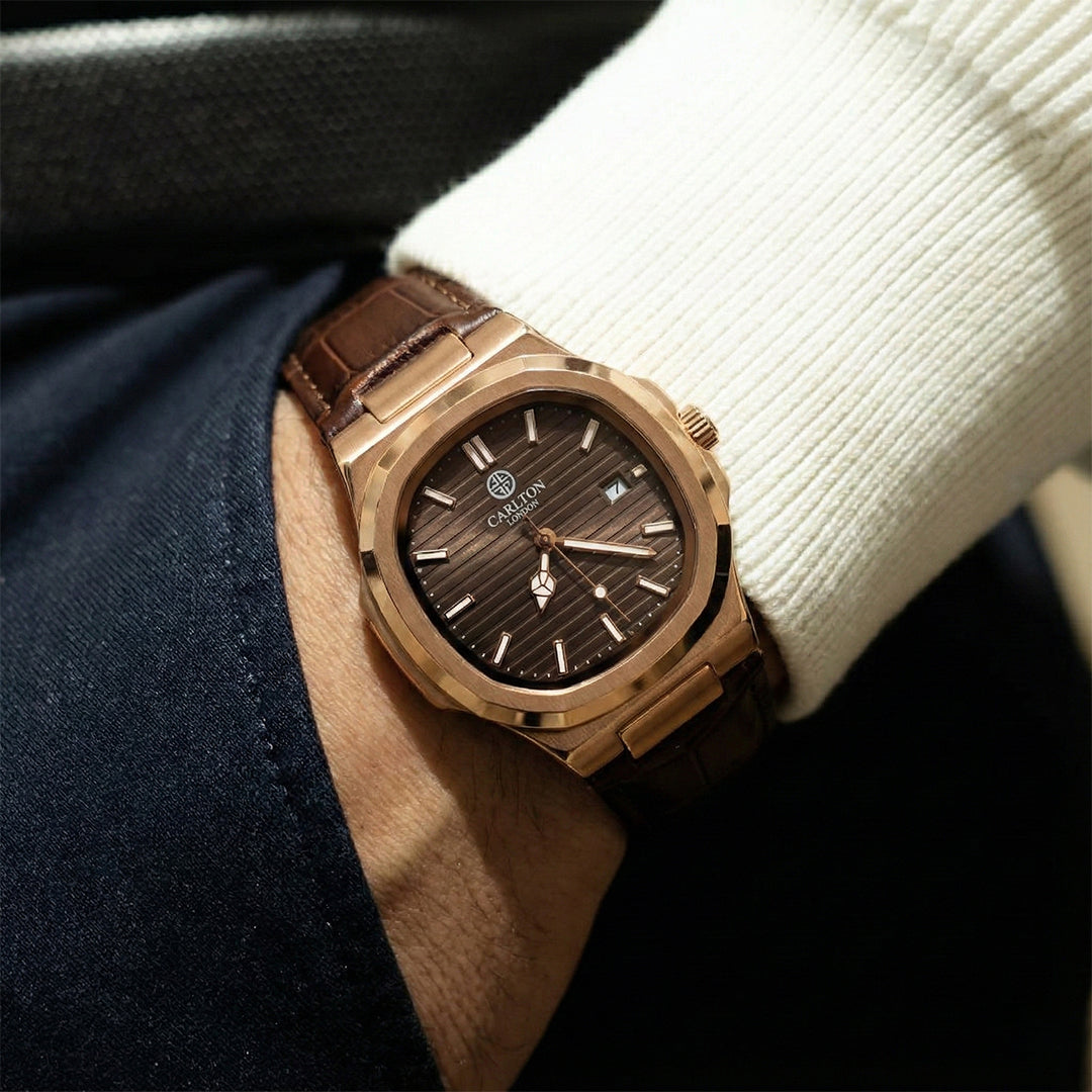 Jordan: Mens Brown Leather Analog Watch