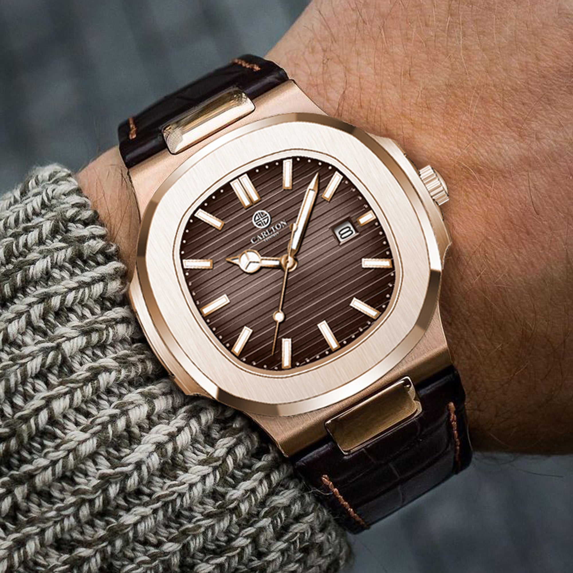 Jordan: Mens Brown Leather Analog Watch - CLJOR-002