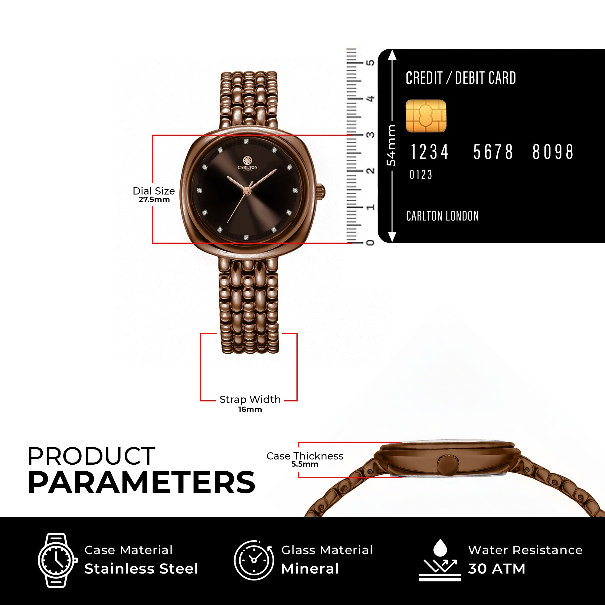 Carlton London Women Celeste Dark Brown Analog Watch - CLW-CT-66