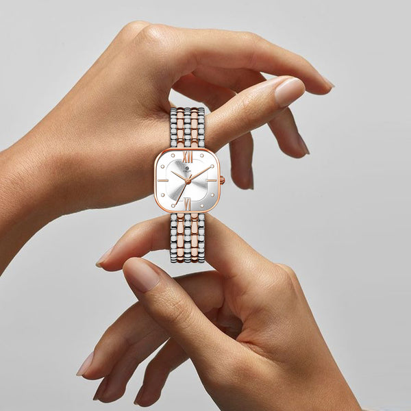 Chelsea: Women White Dial Stainless Steel Watch