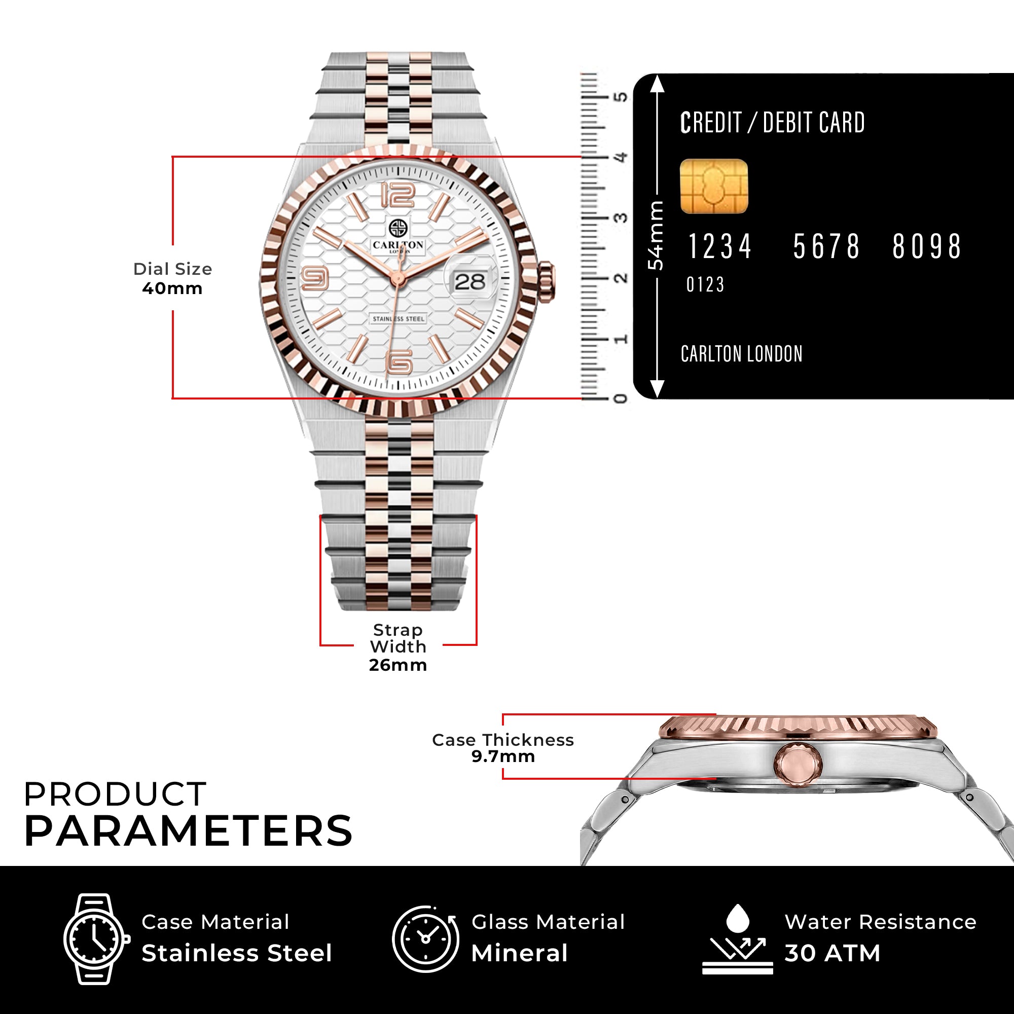 Carlton London Men Rover White/Silver Rose Gold Analog Watch CL-ROVER-SLWHT