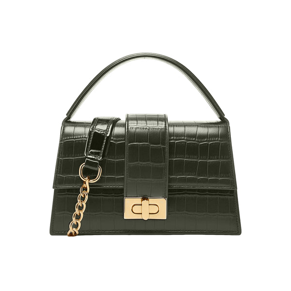 Carlton London Croc Textured Olive Green Sling Bag - CLHB-03