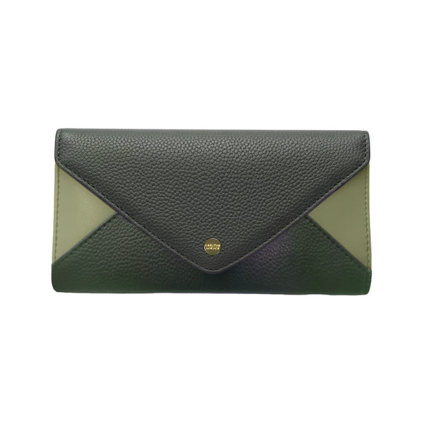 Carlton London Color blocked Textured Two Fold Wallet - Olive