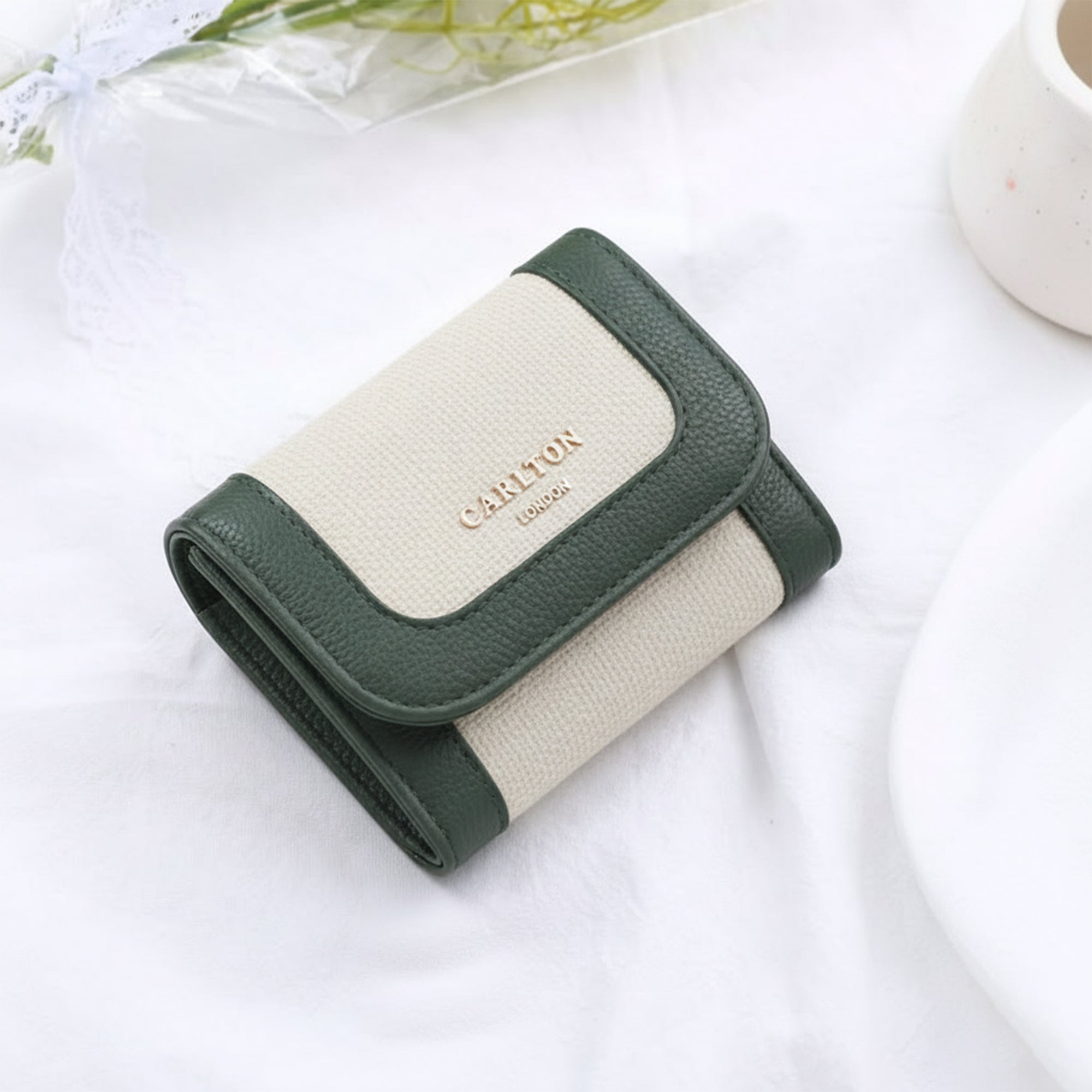 Carlton London Color blocked Textured Two Fold Wallet - Green