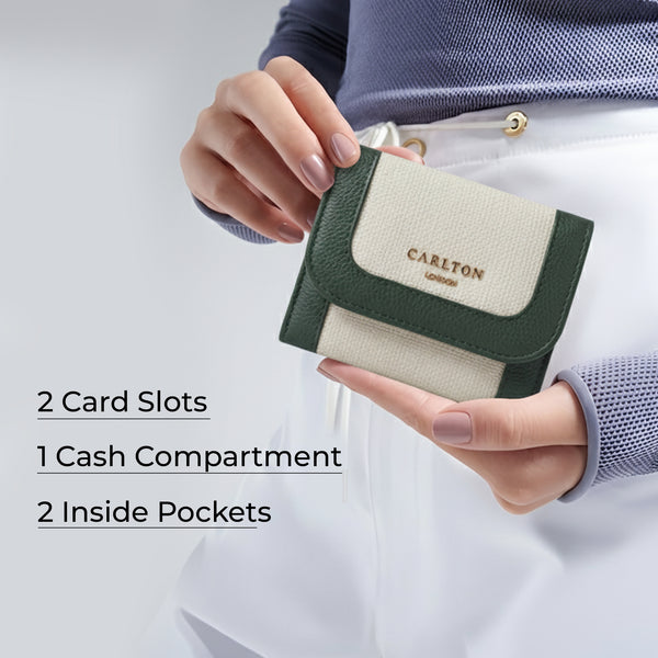 Carlton London Color blocked Textured Two Fold Wallet - Green