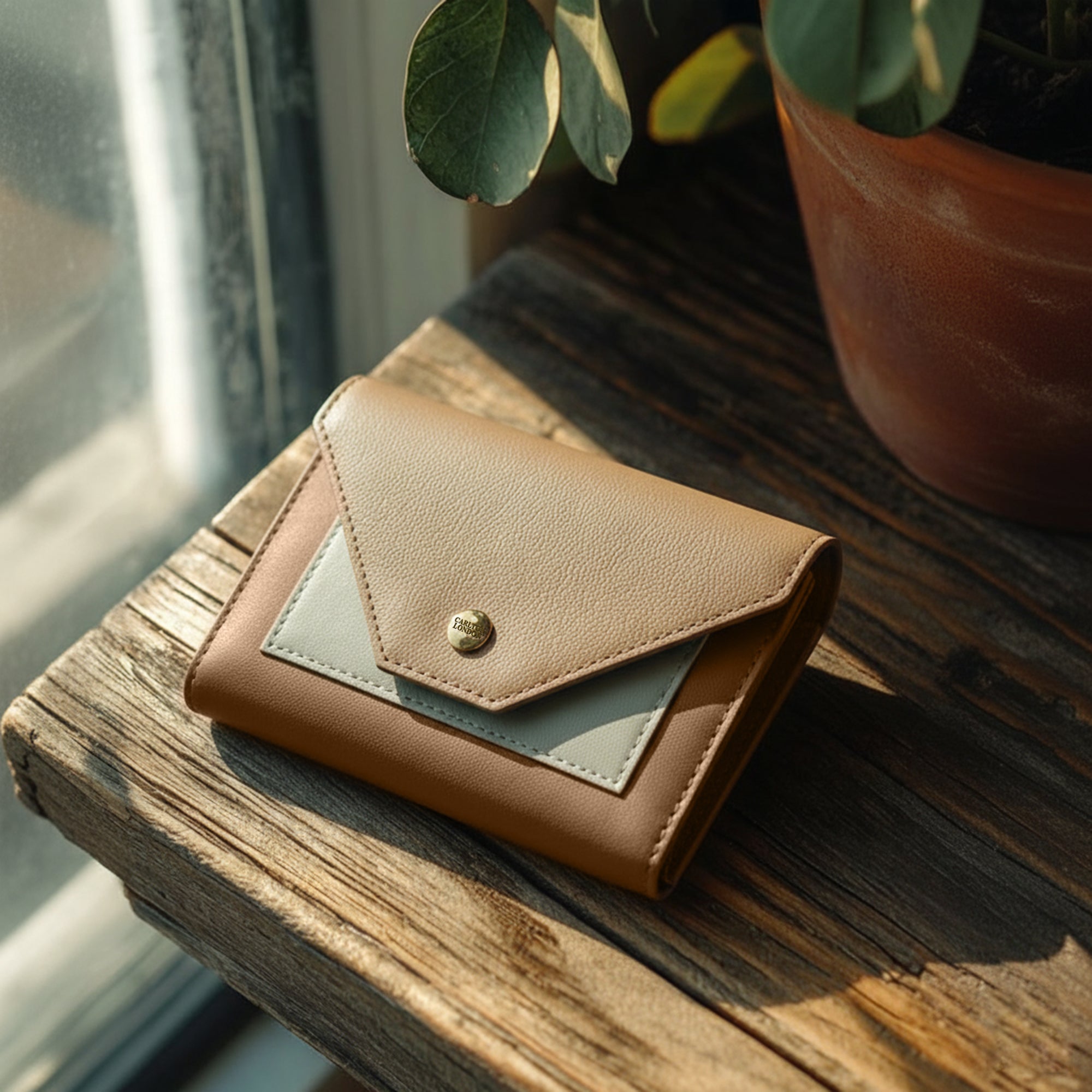 Carlton London Tan Colorblocked Two Fold Wallet - CLHB-31