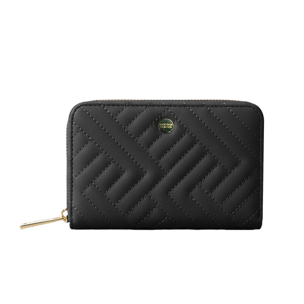 Carlton London Black Quilted Zip Around Wallet - CLHB-38