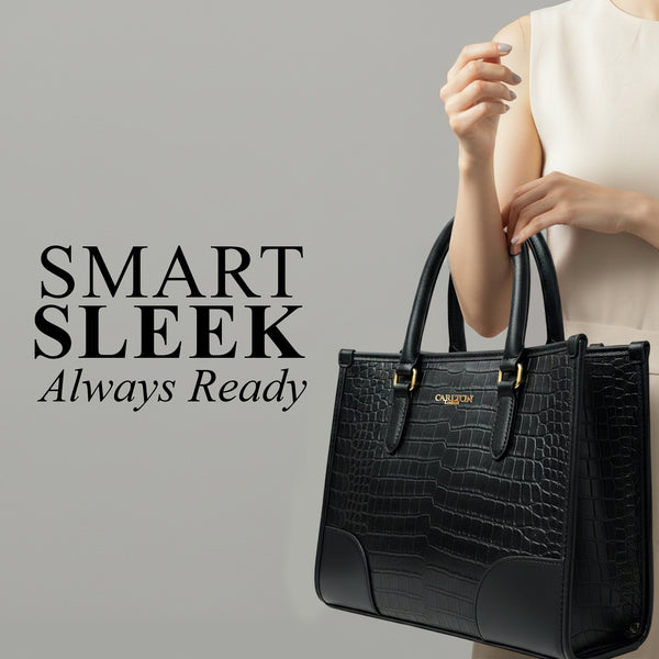 Carlton London Black Croc Textured Structured Bag - CLLP-817 Black