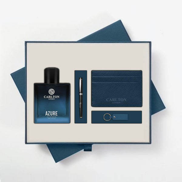 GIFT SET OF 4 Azure Perfume + Pen + Key Chain + Card Holder