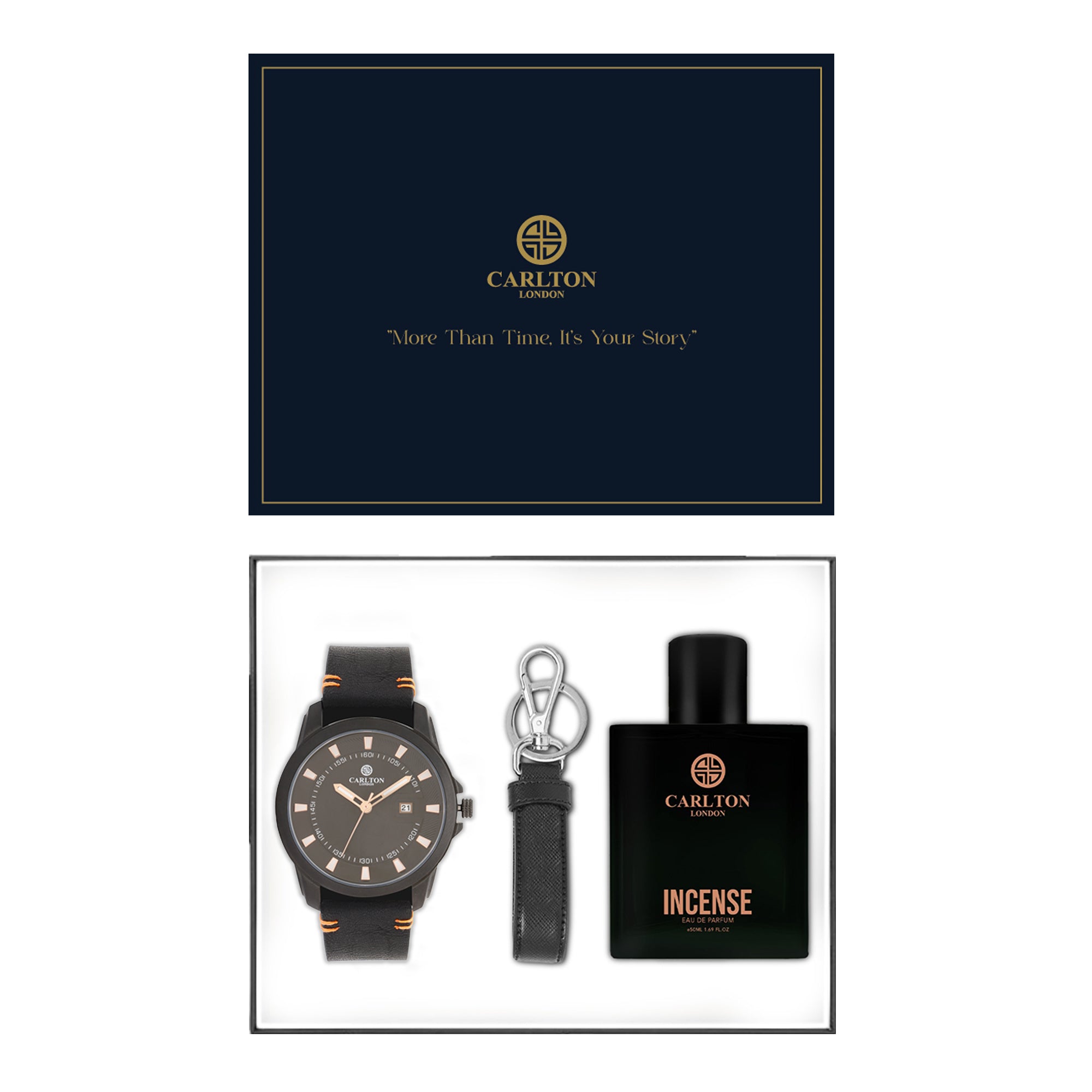 Men Gift Set 3 - Incense Perfume + Watch +Key Chain