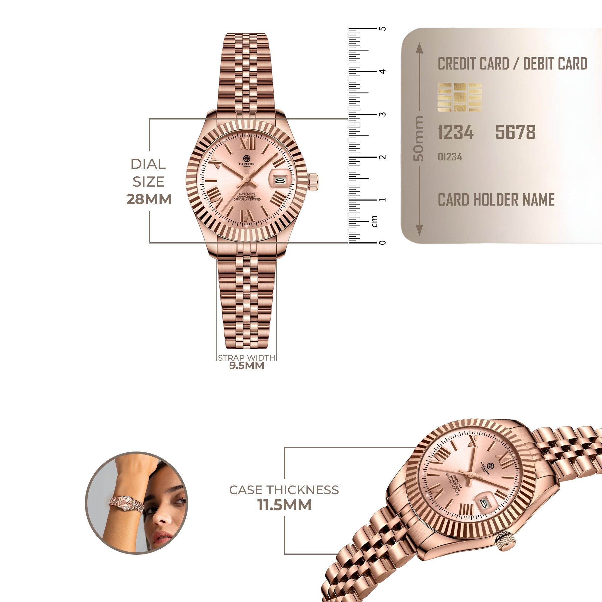 Harper: Mini Rose Gold Stainless Steel Women Analog Watch
