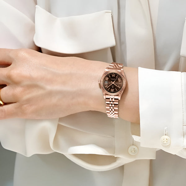 Harper: Mini Brown Stainless Steel Women Analog Watch