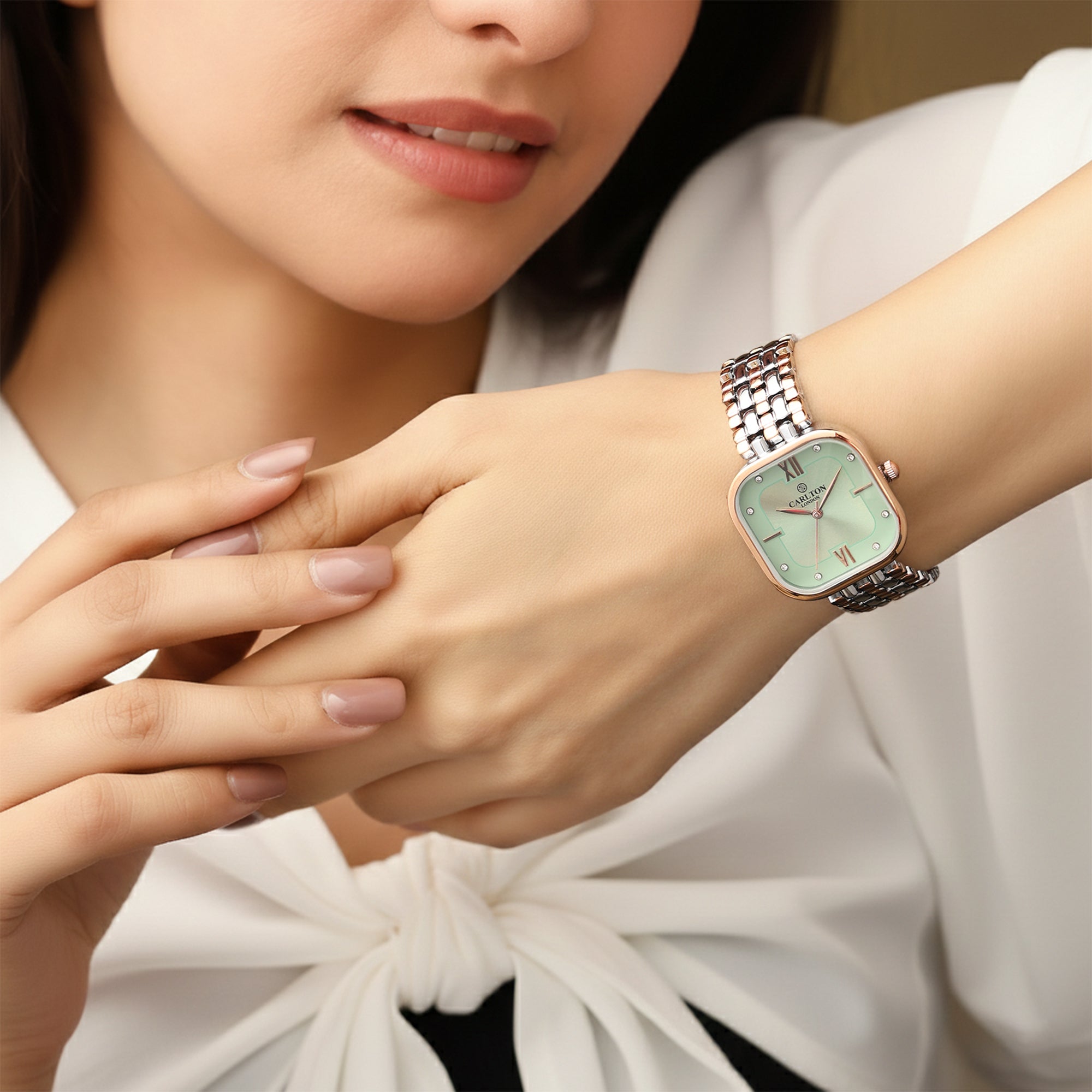 Chelsea: Women Mint Green Dial Stainless Steel Analog Watch - CLSSCLGRN