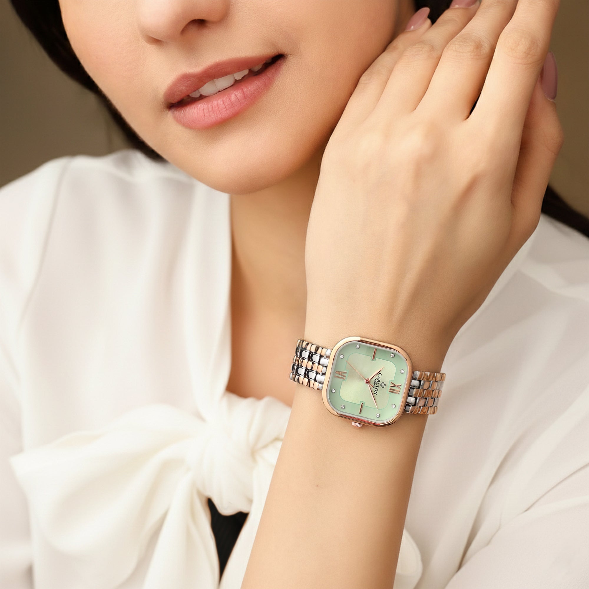 Chelsea: Women Mint Green Dial Stainless Steel Analog Watch - CLSSCLGRN