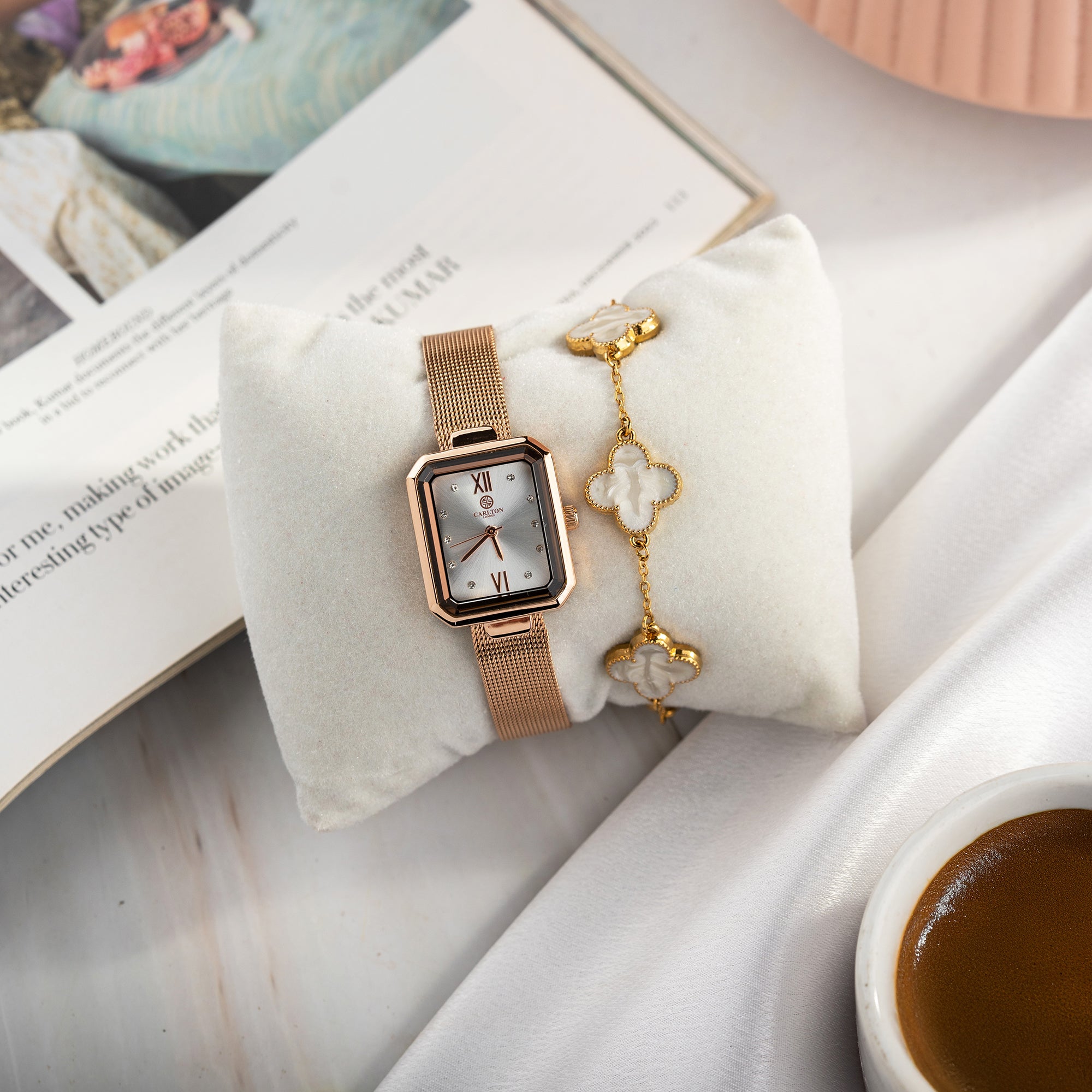 Women Gift (Set Of 2) - White Dial Watch + 1 Bracelets - CLPLG090