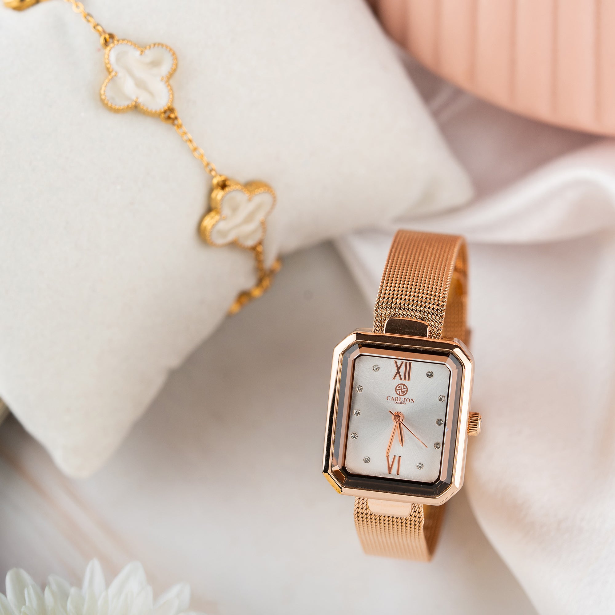 Women Gift (Set Of 2) - White Dial Watch + 1 Bracelets - CLPLG090