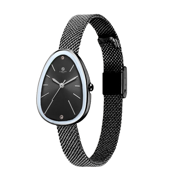 Carlton London Eleanor Women Black Stainless Steel Watch