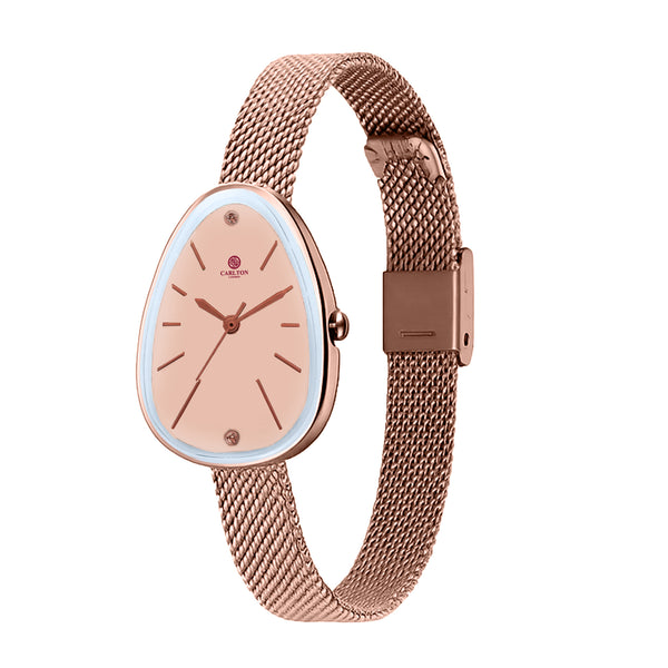 Carlton London Eleanor Women Rose Gold Stainless Steel Watch