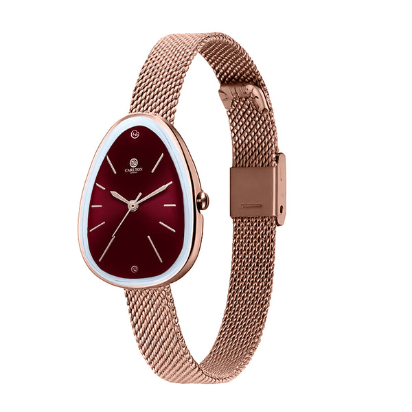 Carlton London Eleanor Women Burgundy Stainless Steel Watch