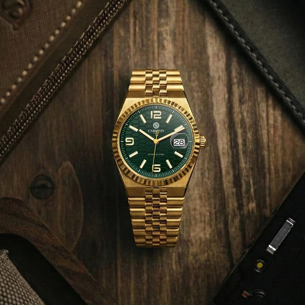 Carlton London Men Rover Green/Gold Analog Watch CL-ROVER-GOLD