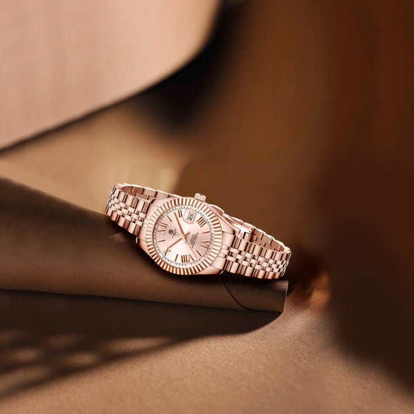 Harper: Mini Rose Gold Stainless Steel Women Analog Watch