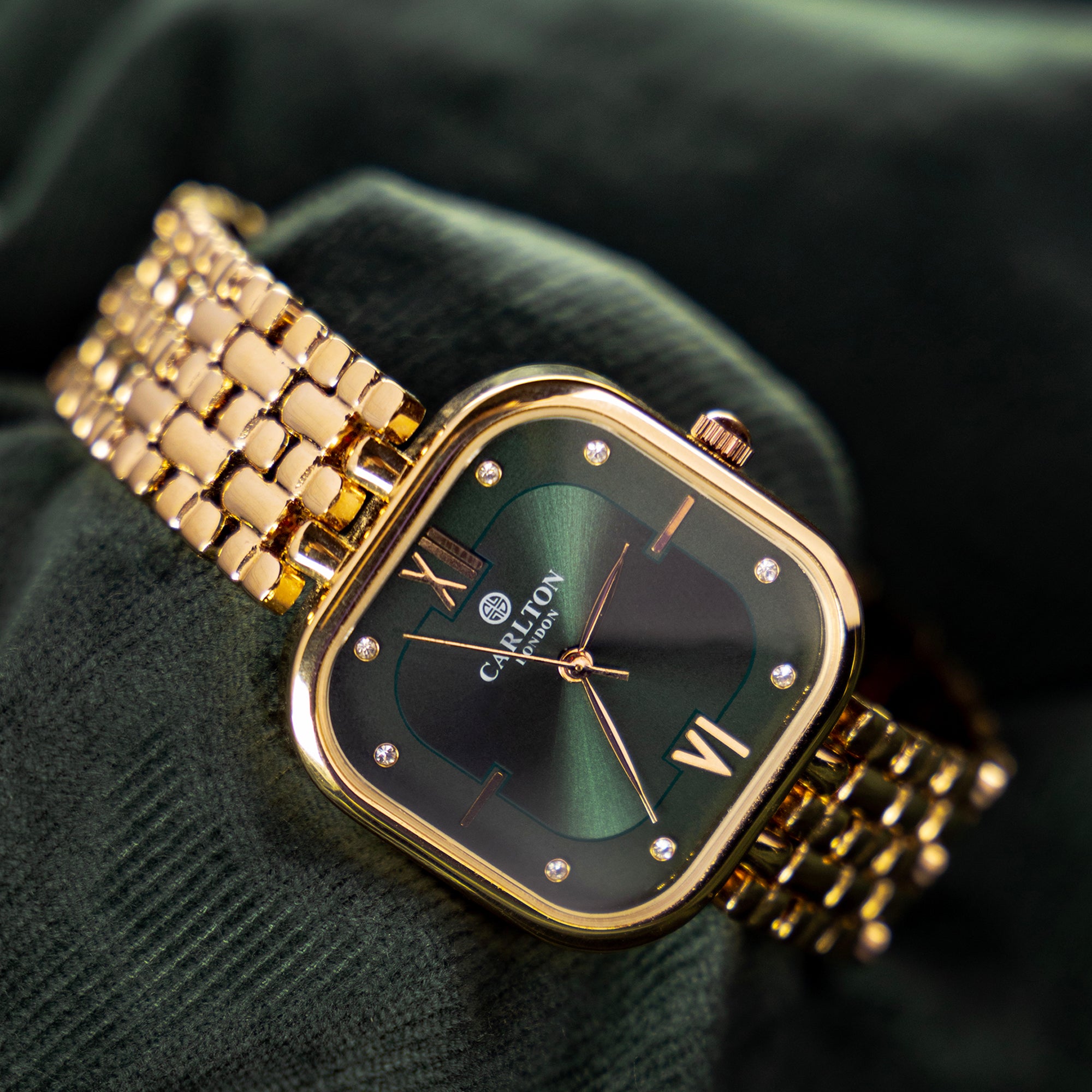 Women Gift (Set Of 2) - Rose Gold/Green Chelsea Watch + Bracelet