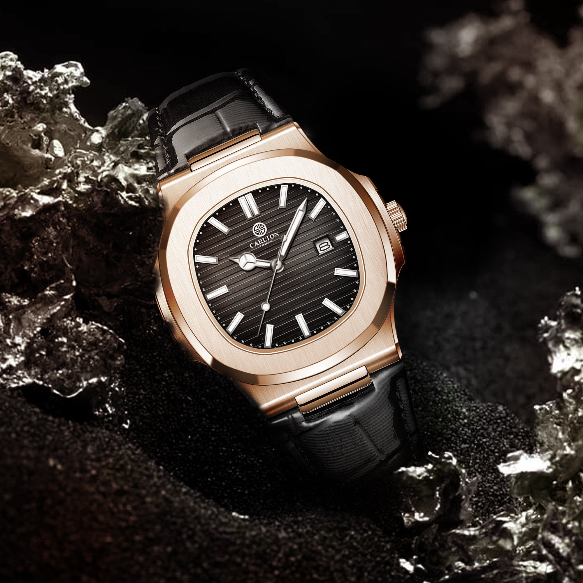 Jordan : Mens Black Leather Analog Watch