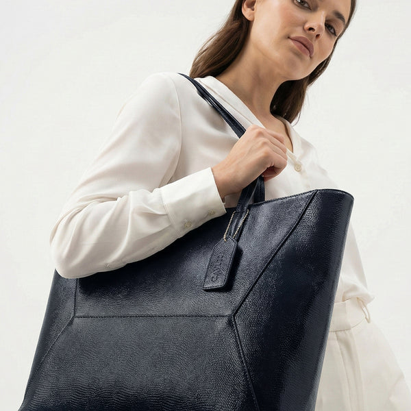 Carlton London Isabella Blue Textured Tote Bag - CLHB-06