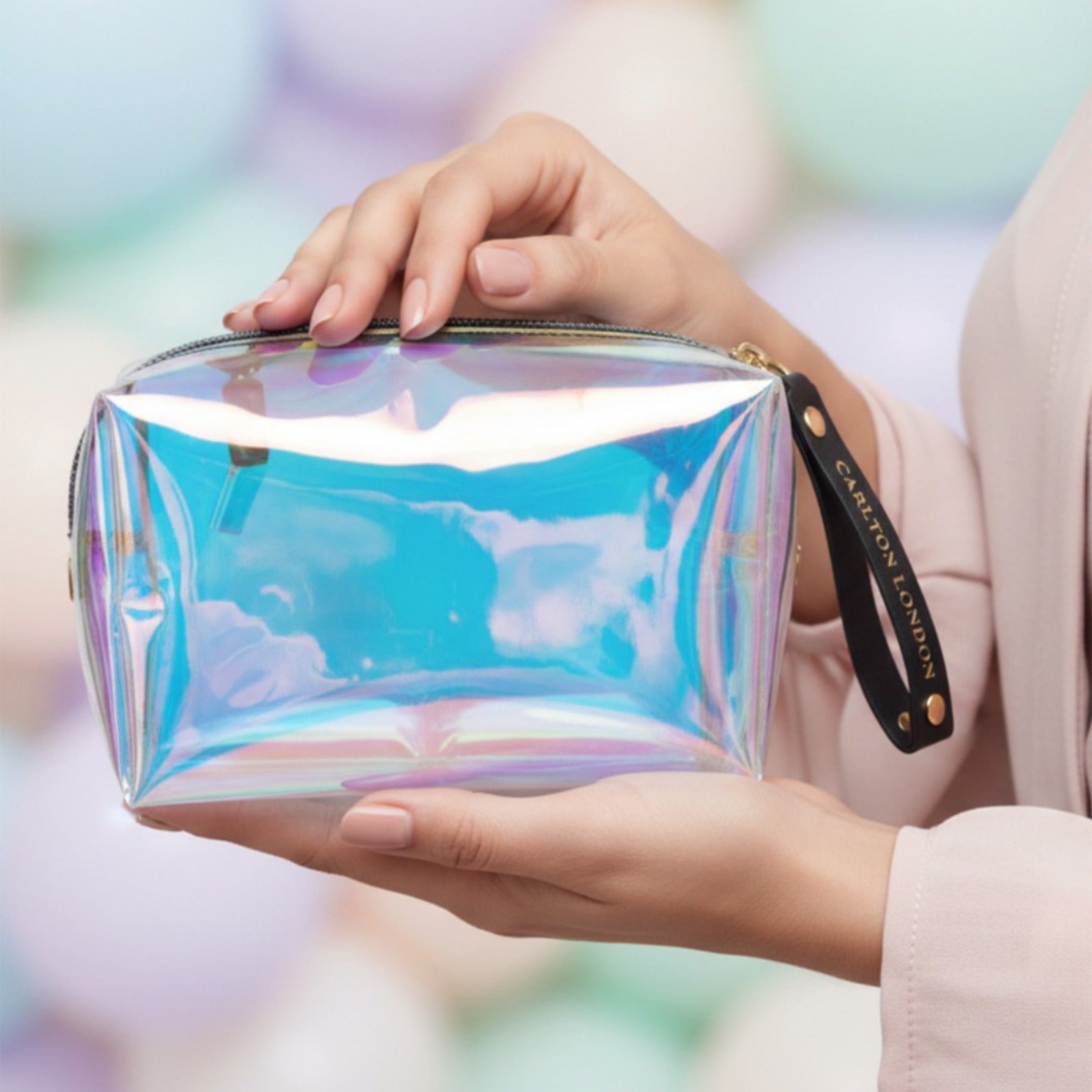 Carlton London Transparent Holographic Makeup Pouch for Women