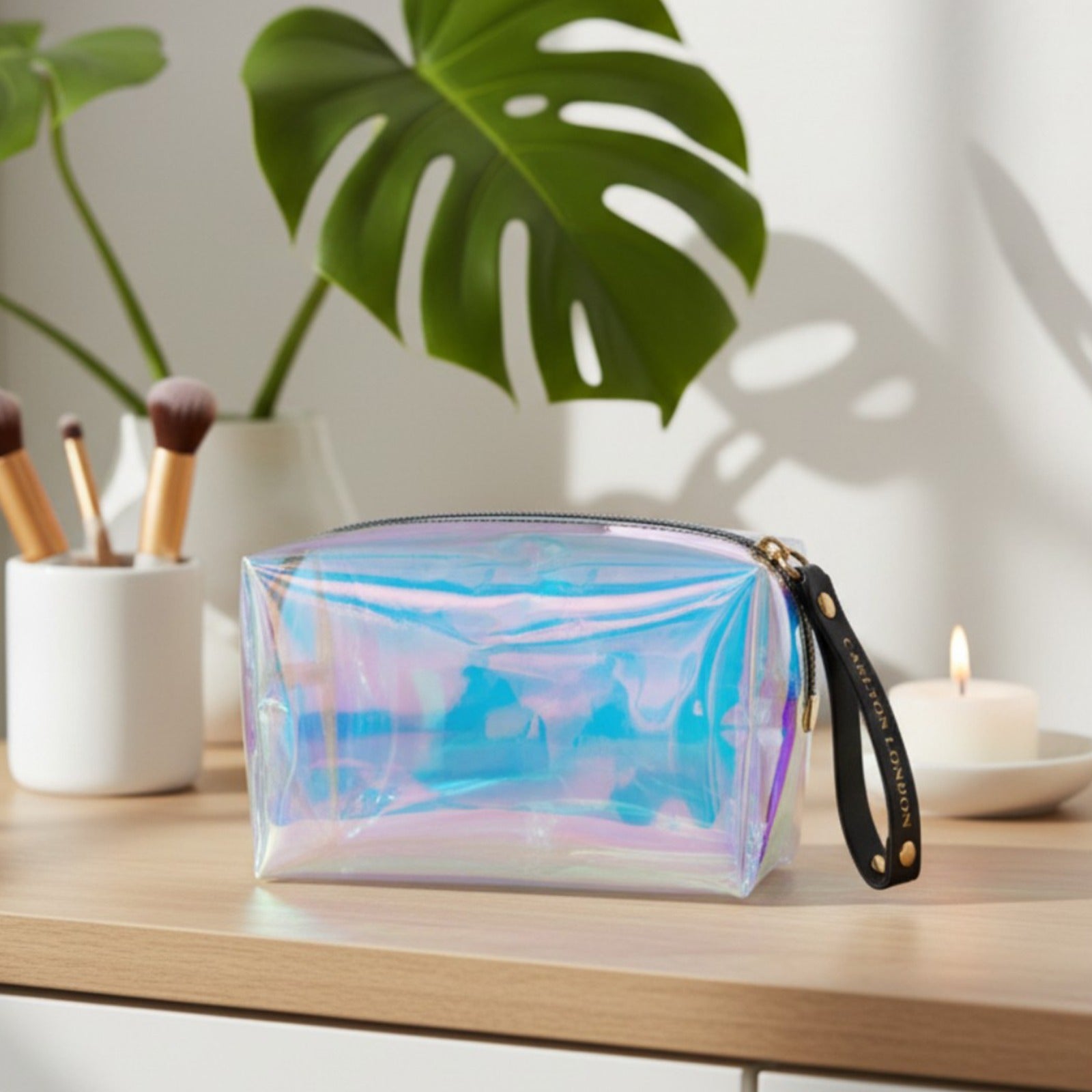 Carlton London Transparent Holographic Makeup Pouch for Women
