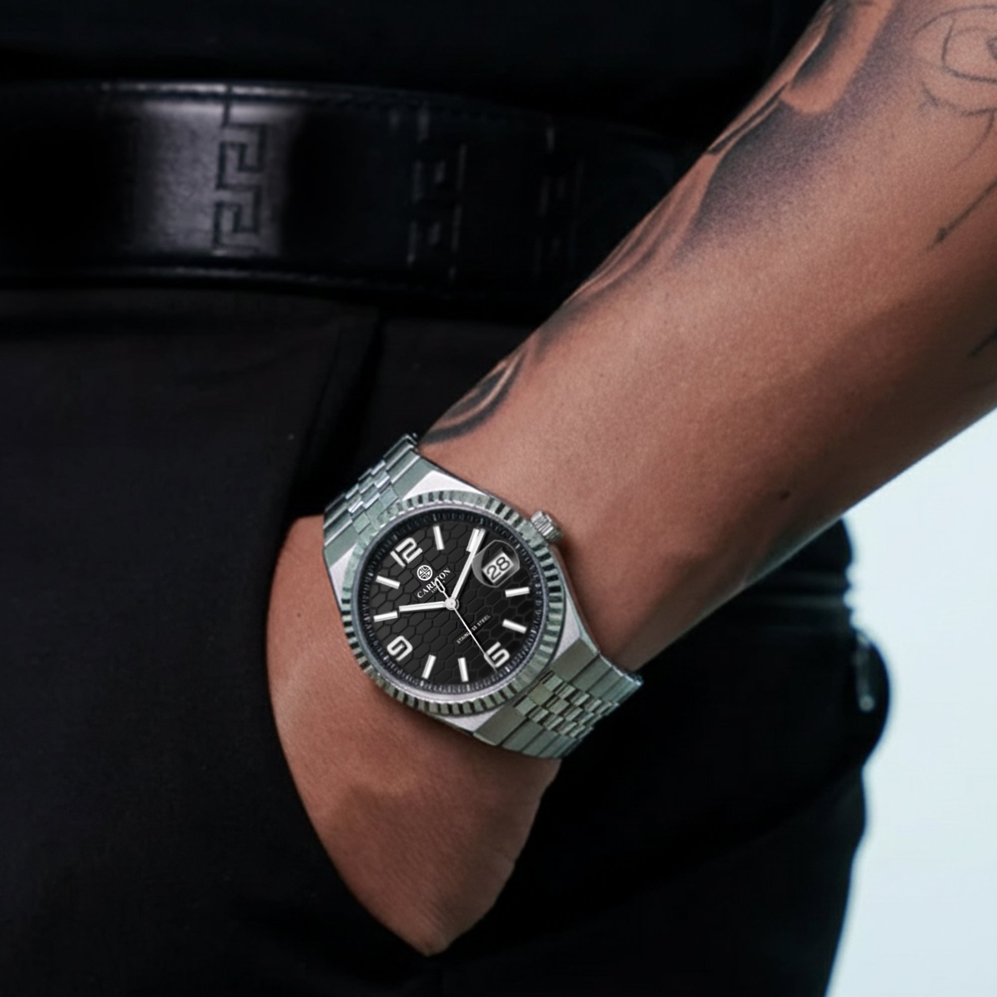 Carlton London Men Rover Black/Silver Analog Watch CL-ROVER-BLK