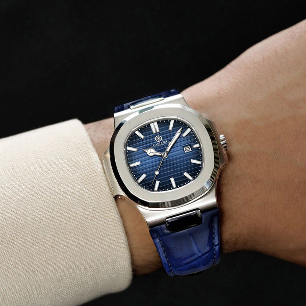 Jordan: Men Blue Leather Analog Watch