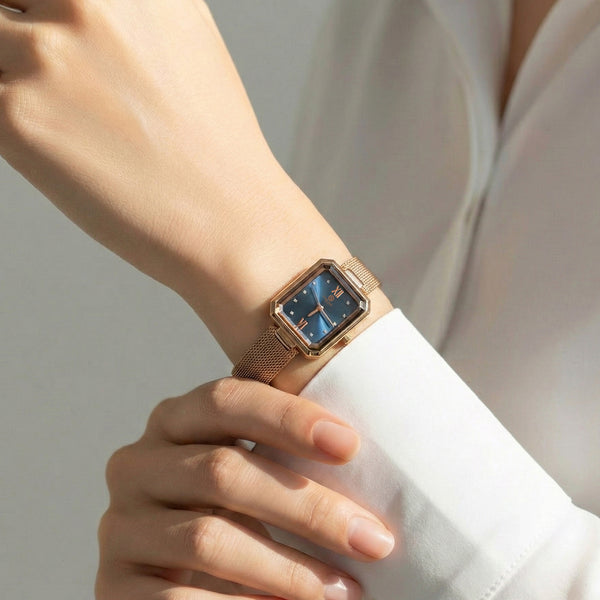 Brixton: Women's Blue/Rose Gold Analog Watch