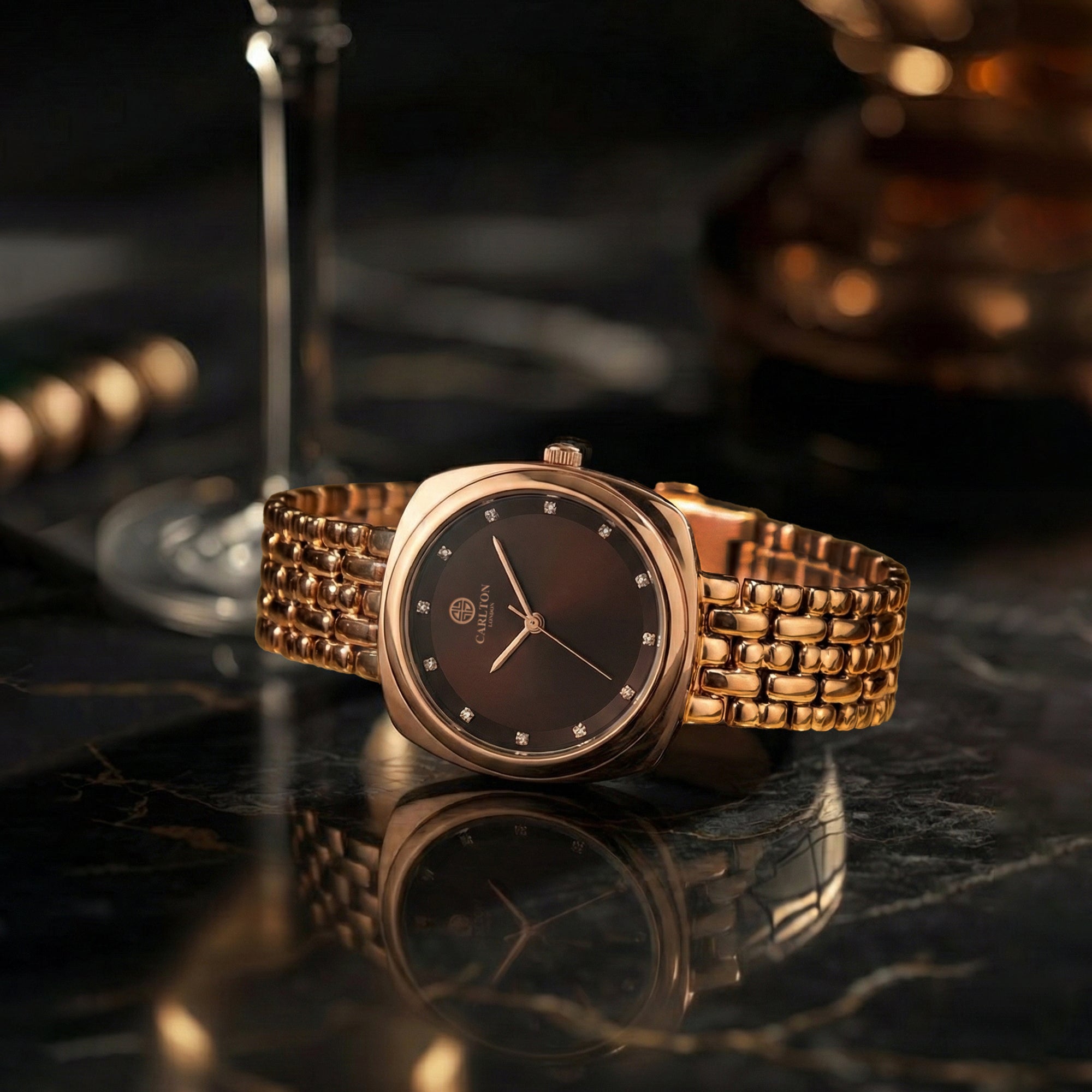 Carlton London Women Gift Set 2 Celeste Brown Watch and Bracelet - CLPLG120