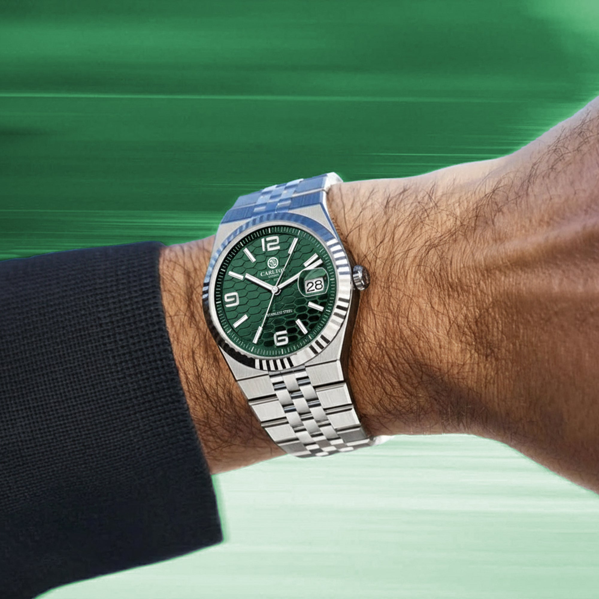 Carlton London Men Rover Green/Silver Analog Watch CL-ROVER-GRN