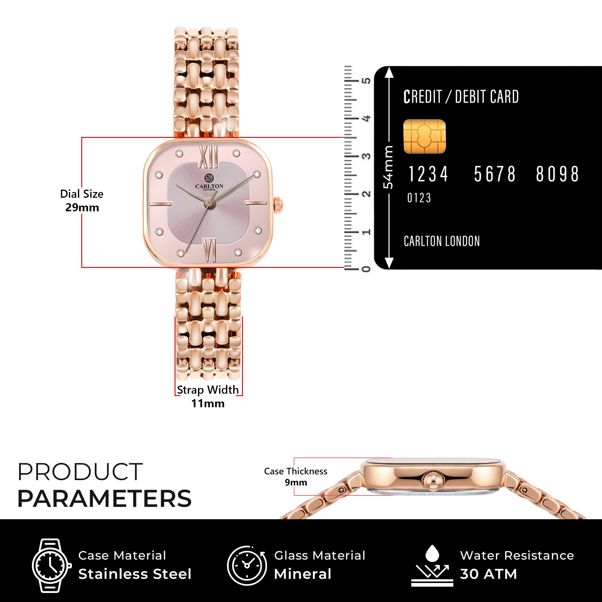 Carlton London Chelsea Women’s Gift Set – Pink Dial Watch with Blush Perfume 30ml, Rose Gold – CLPLG102