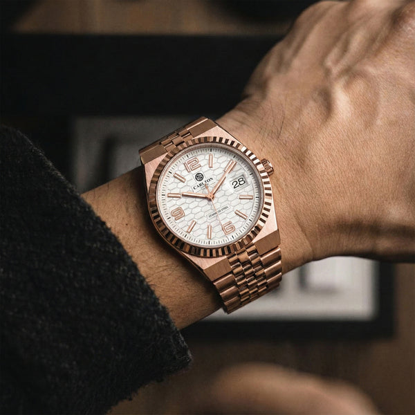 Carlton London Men Rover White/Rose Gold Analog Watch CL-ROVER-RGWHT