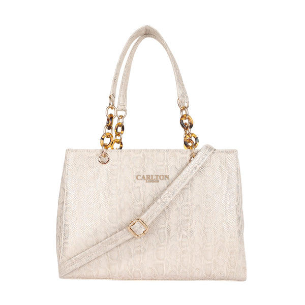 Carlton London Daphne Brown Croc-Texture Tote Bag - CLLP-839 GOLD