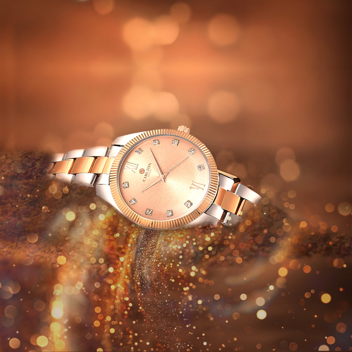 Carlton London Harper Vintage Women’s Watch, Silver Round Dial, Silver-Toned Stainless Steel Strap - CLBRTRSG
