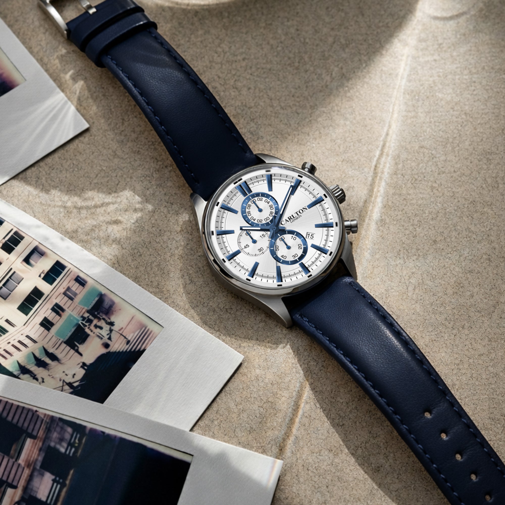 Carlton London Men Windsor Silver Analog Watch CL-WD-BLU