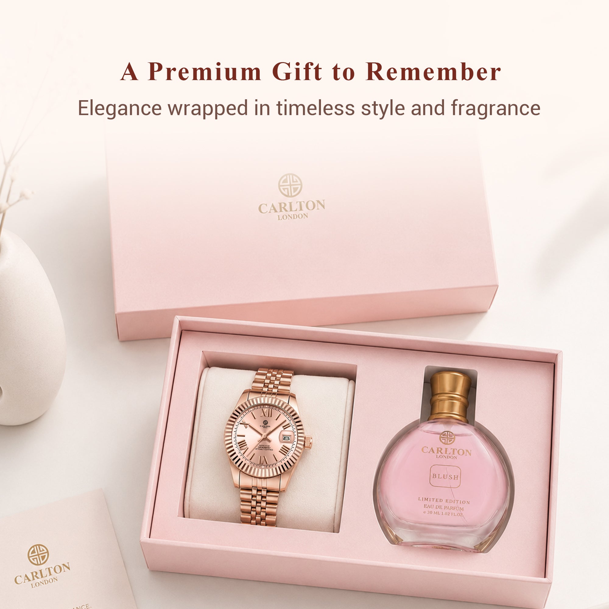 Women Gift Set 2 - Harper Gold Watch and Blush Perfume 30ml - CLPLG122