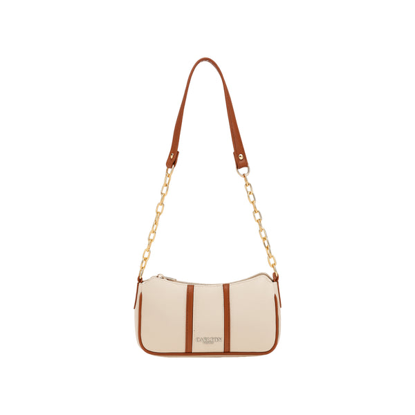 Carlton London Silvestra Beige and Tan Two-Tone Sling Bag - CLLP-997 WHITE