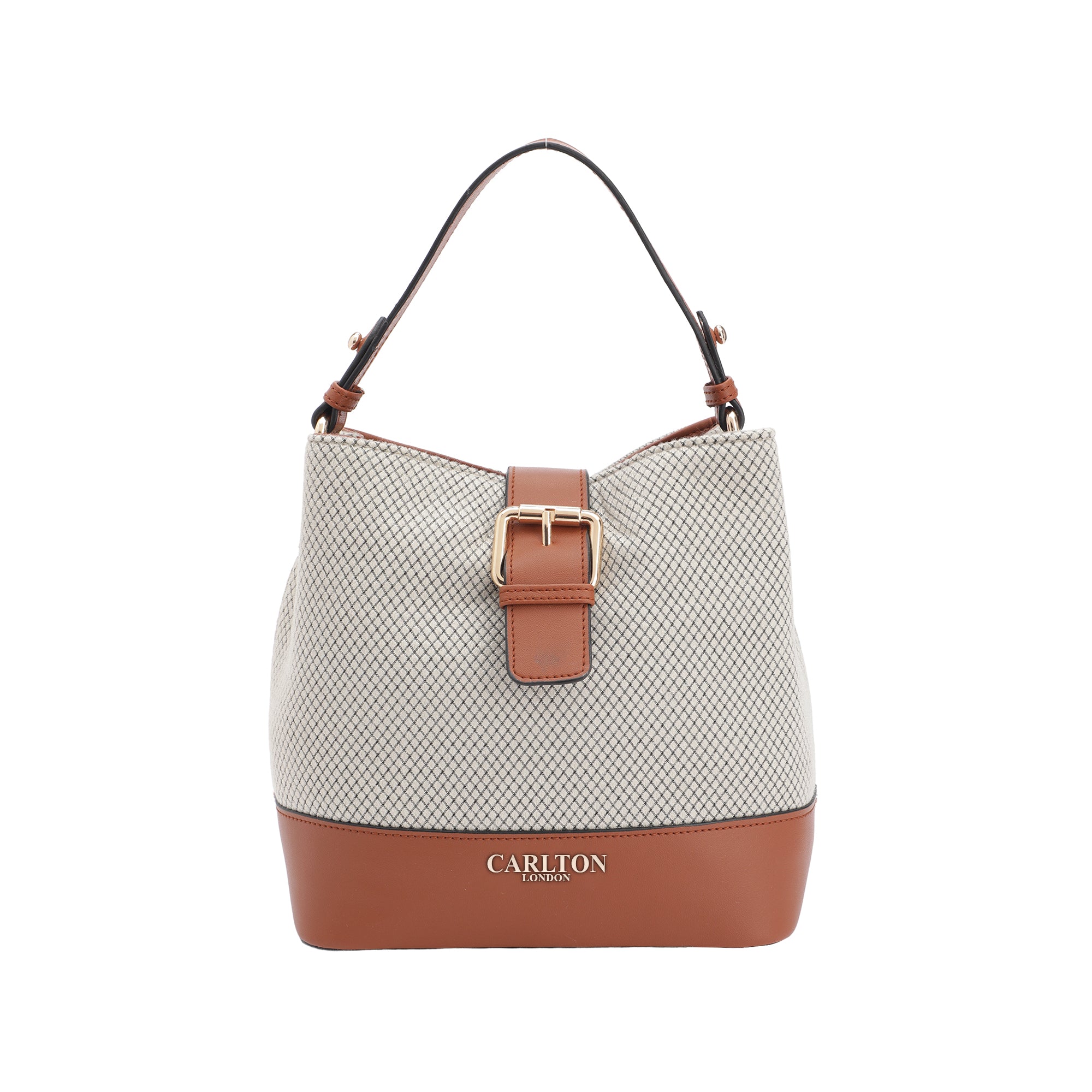 Carlton London Textured Bucket Shoulder Bag with Faux Leather Accents