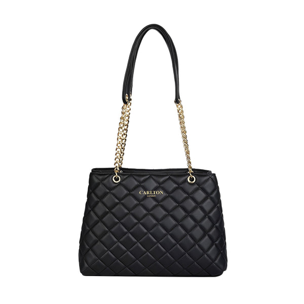 Carlton London Black Quilted Chain Strap Handbag